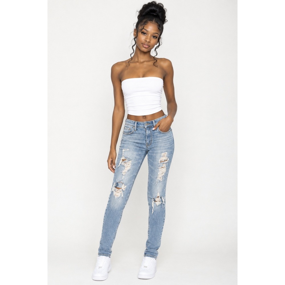 Hollister Skinny Jeans Light Wash Distressed Ripped Denim 30x32